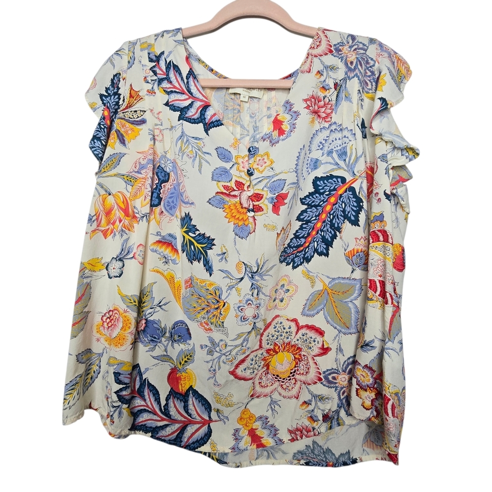 Cynthia Rowley Ruffle Sleeve Boho Blouse